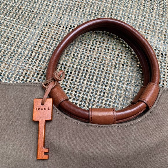 Green Fossil Bag with Leather Handles - Picture 6 of 6